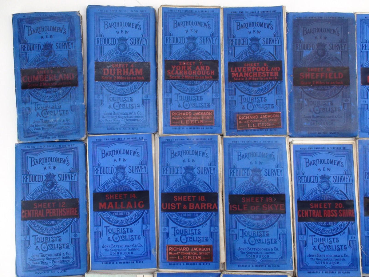 Bartholomew's Reduced Survey LOT 24 Cloth Maps Tourists & Cyclists, England & UK