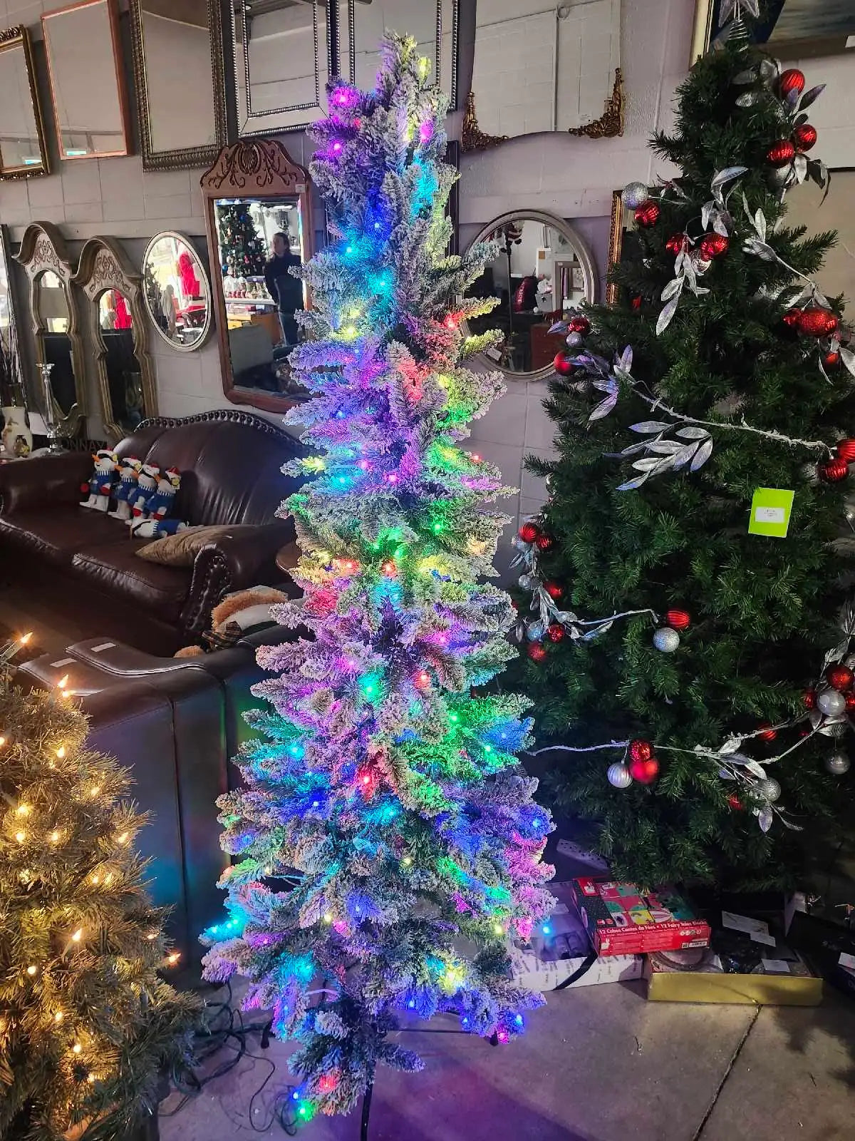 6.5ft Pre-Lit Flocked Pencil Christmas Tree