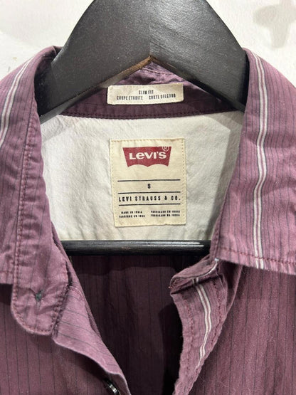 Levi's Slim Fit Dress Shirt Women's size S Stripped Burgundy