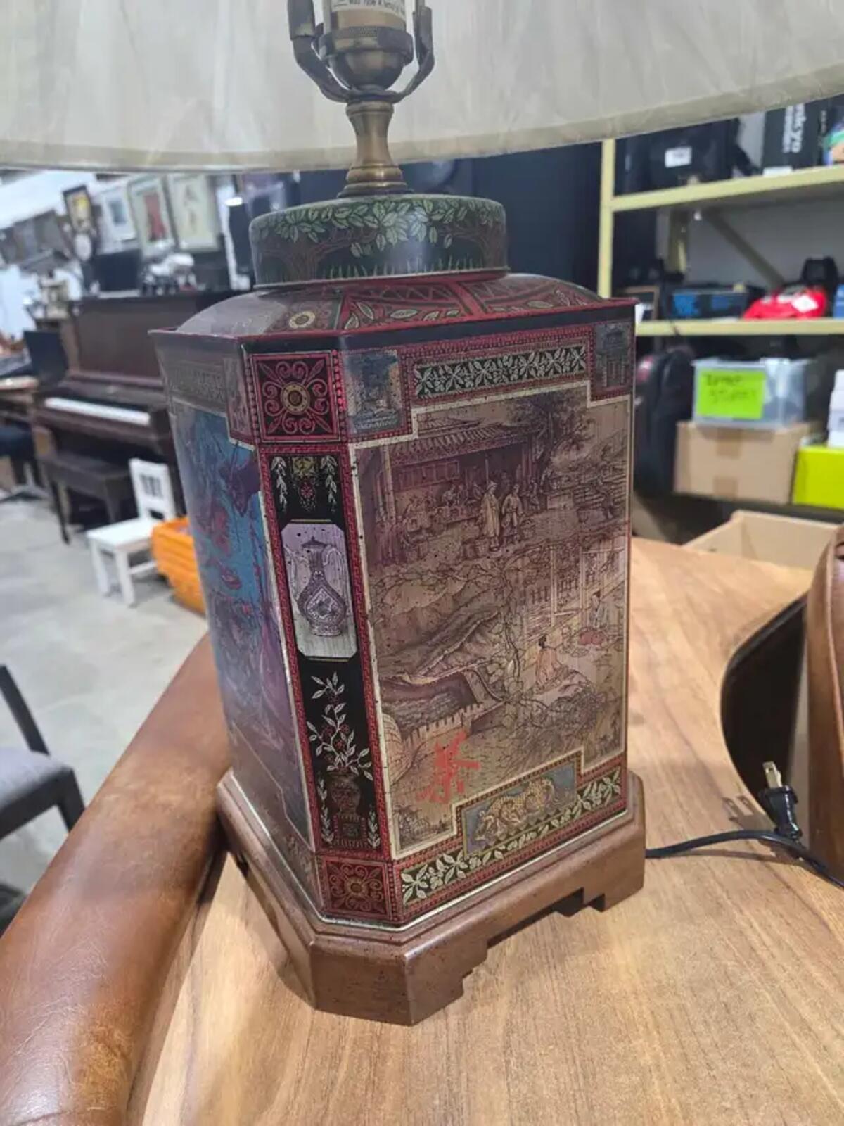 Vintage Frederick Cooper Tea Canister Table Lamp