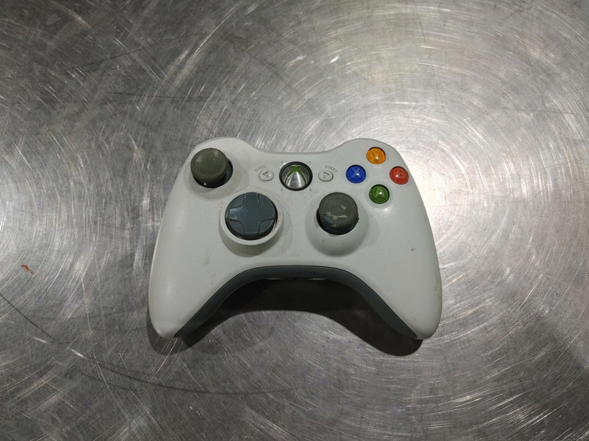 Manette sans fil Microsoft Xbox 360 blanche, testée et fonctionnelle - État correct