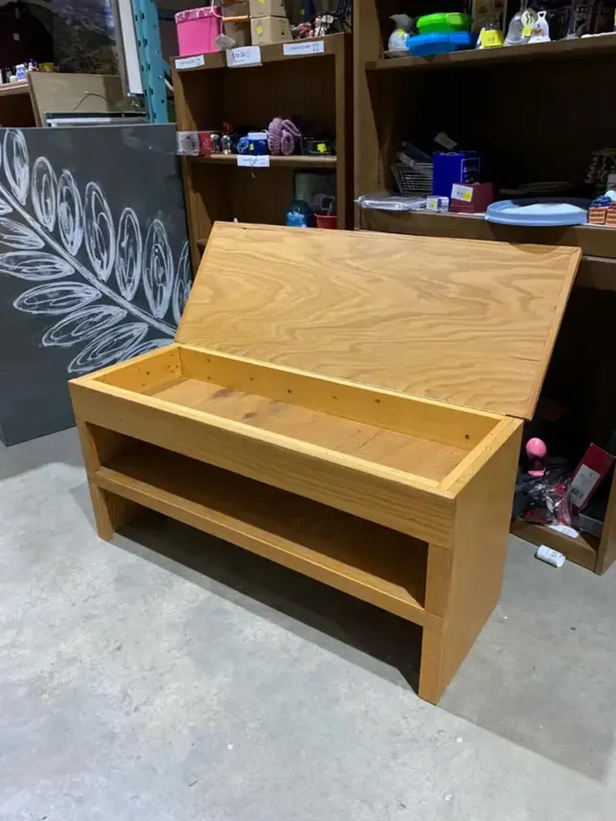 Shoe Bench with hinge lid Storage and Shelf