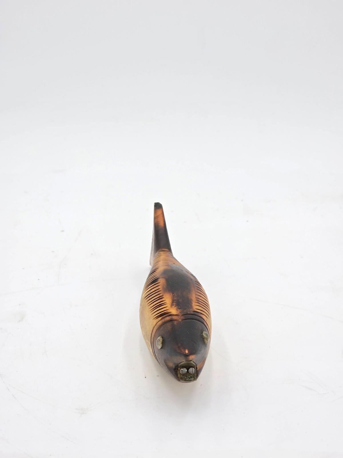 Vintage Fish Bottle Opener Hand Carved Wooden Sculpture