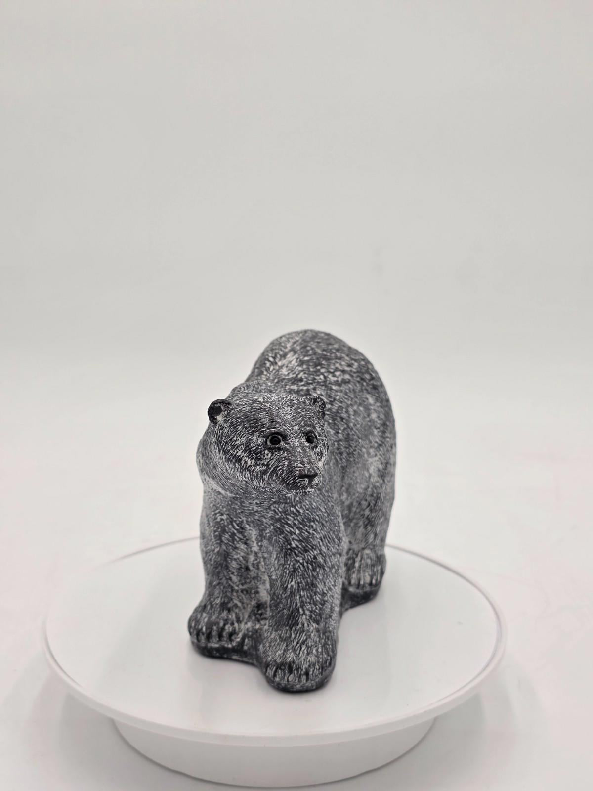 Vintage Large Inuit Eskimo Carving Original Hand Carved Bear Soapstone Canada