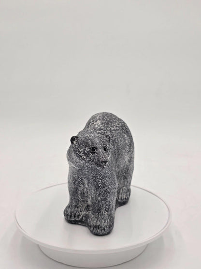 Vintage Large Inuit Eskimo Carving Original Hand Carved Bear Soapstone Canada