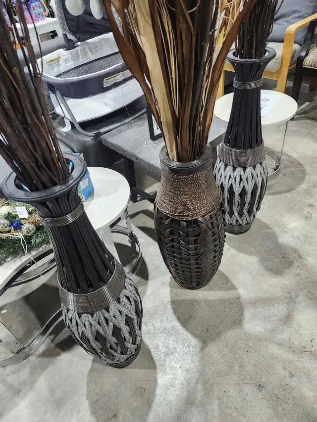 Large Decorative Bamboo Floor Vases - 3 available