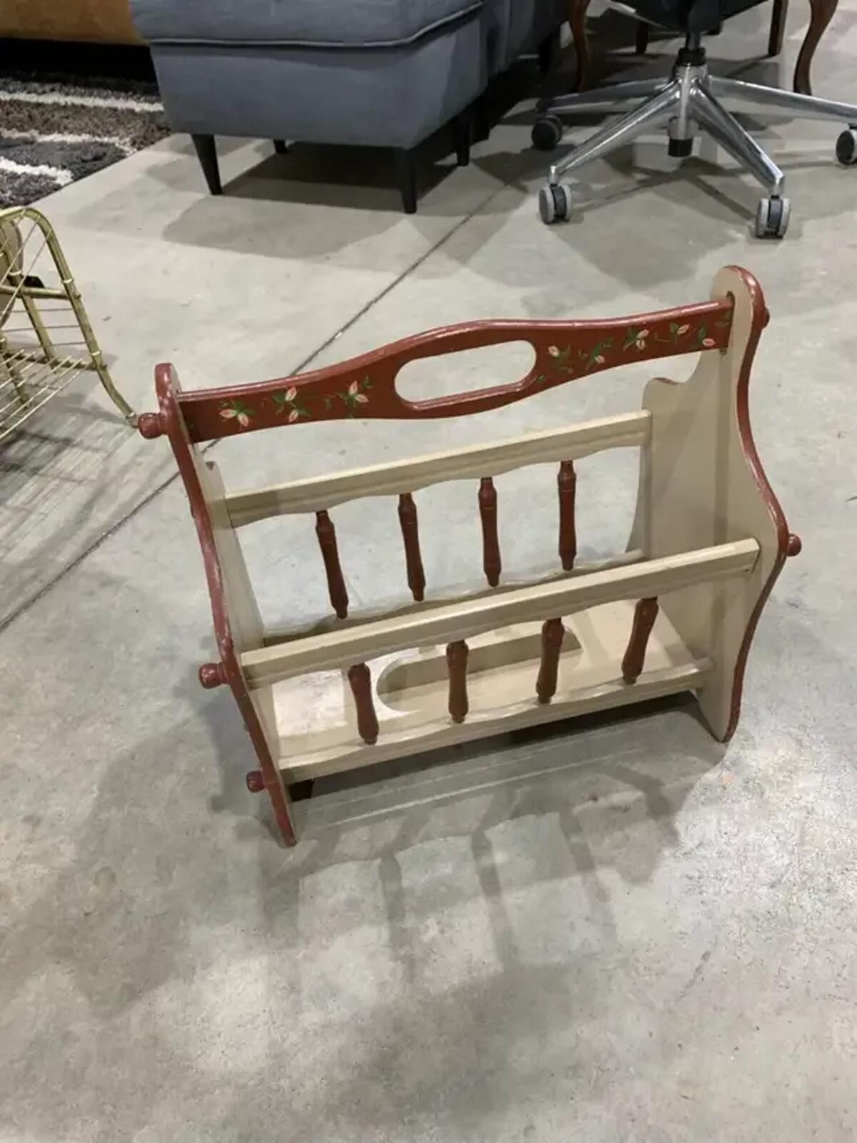 Hand Painted Cottage Magazine Rack