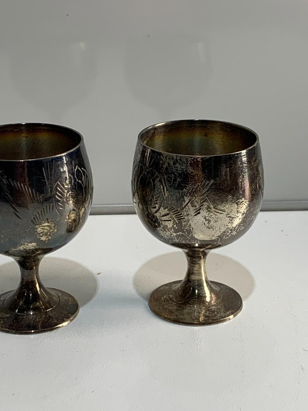 Retro Brass Cordial Glasses - Set Of Six