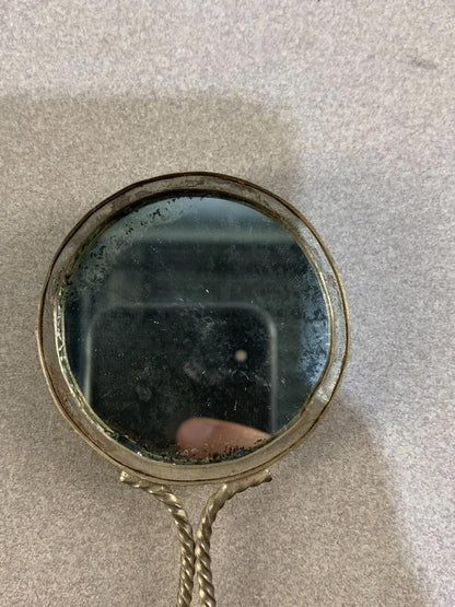 Antique Jewellery Hand Painted Mother of Pearl Jewelry Vintage Silver Mirror