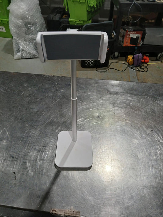 White Flat-Bottom Selfie Phone Stand – Adjustable Desktop Holder