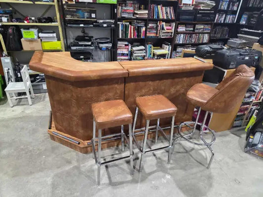Vintage L Shape Bar and 3 Stools