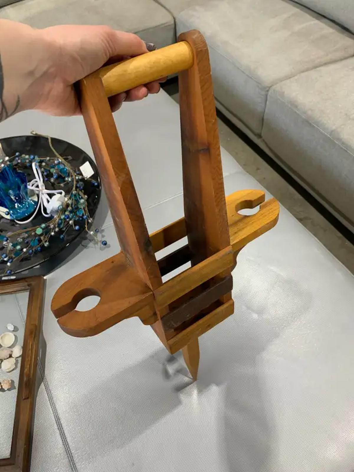 Wooden Wine Glads Picnic Holder