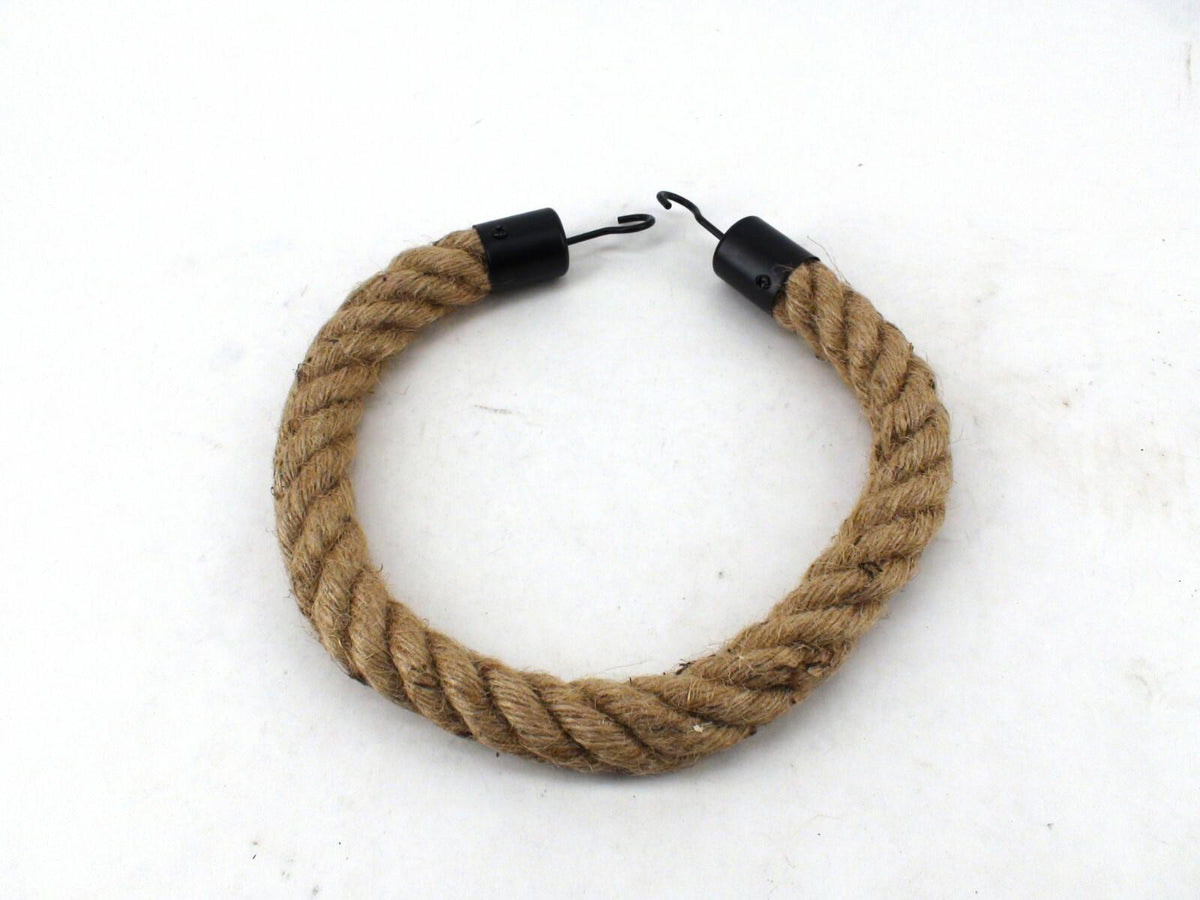 Toilet Paper Holder, Rustic Nautical Rope & Black Iron - Drill Mount, New In Box
