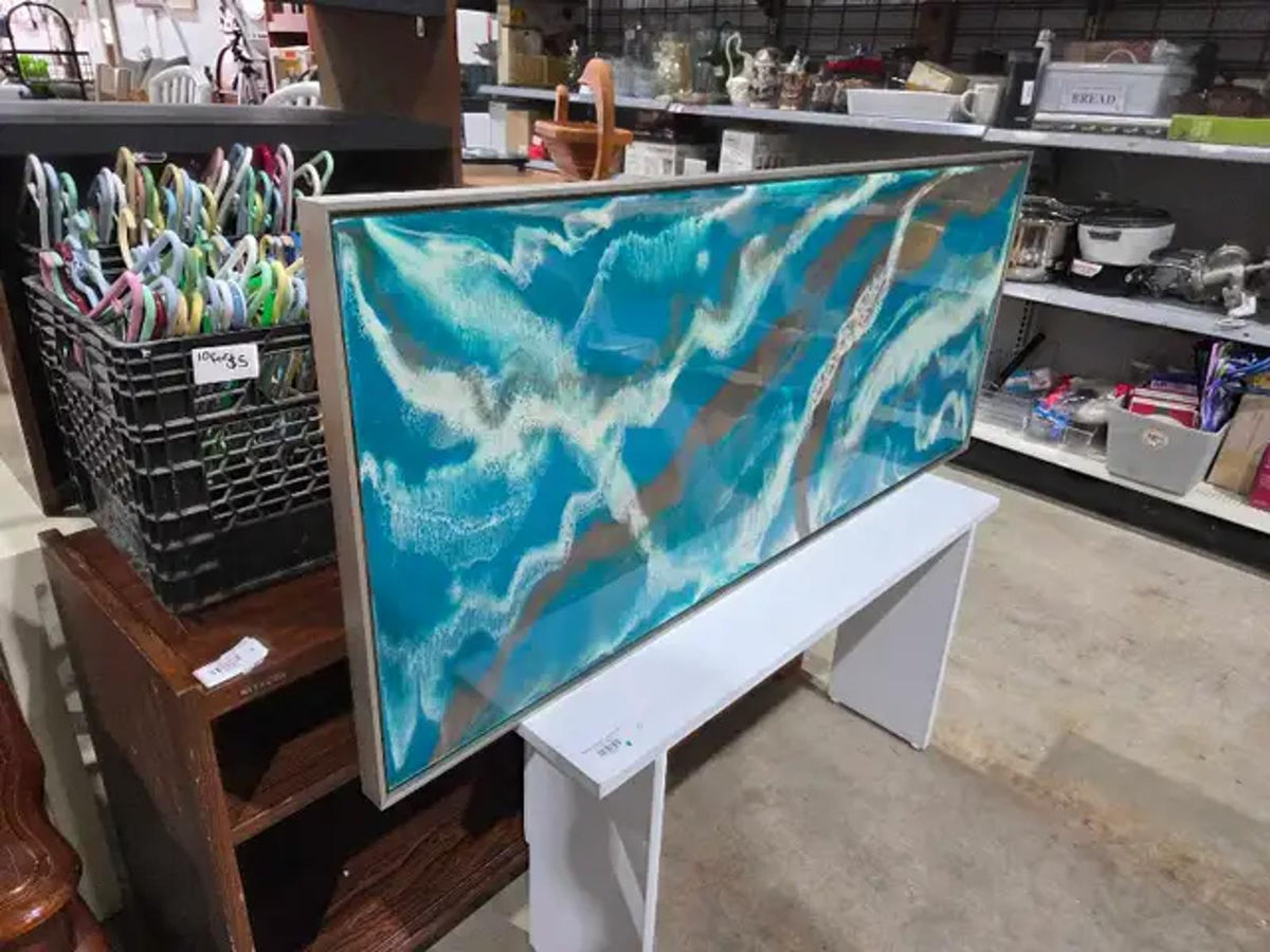 Tableau abstrait en acrylique coulé encadré de la galerie Pandora