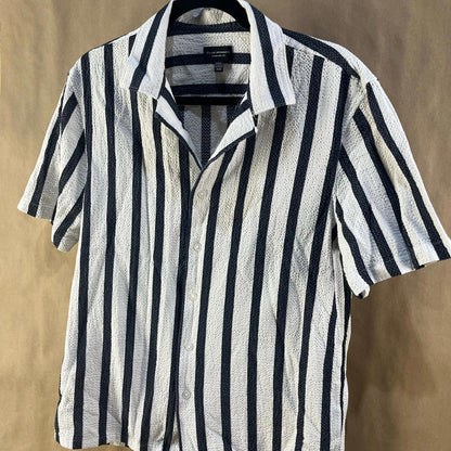 Club Monaco Blue & White Striped Casual Shirt (Men’s Size M)