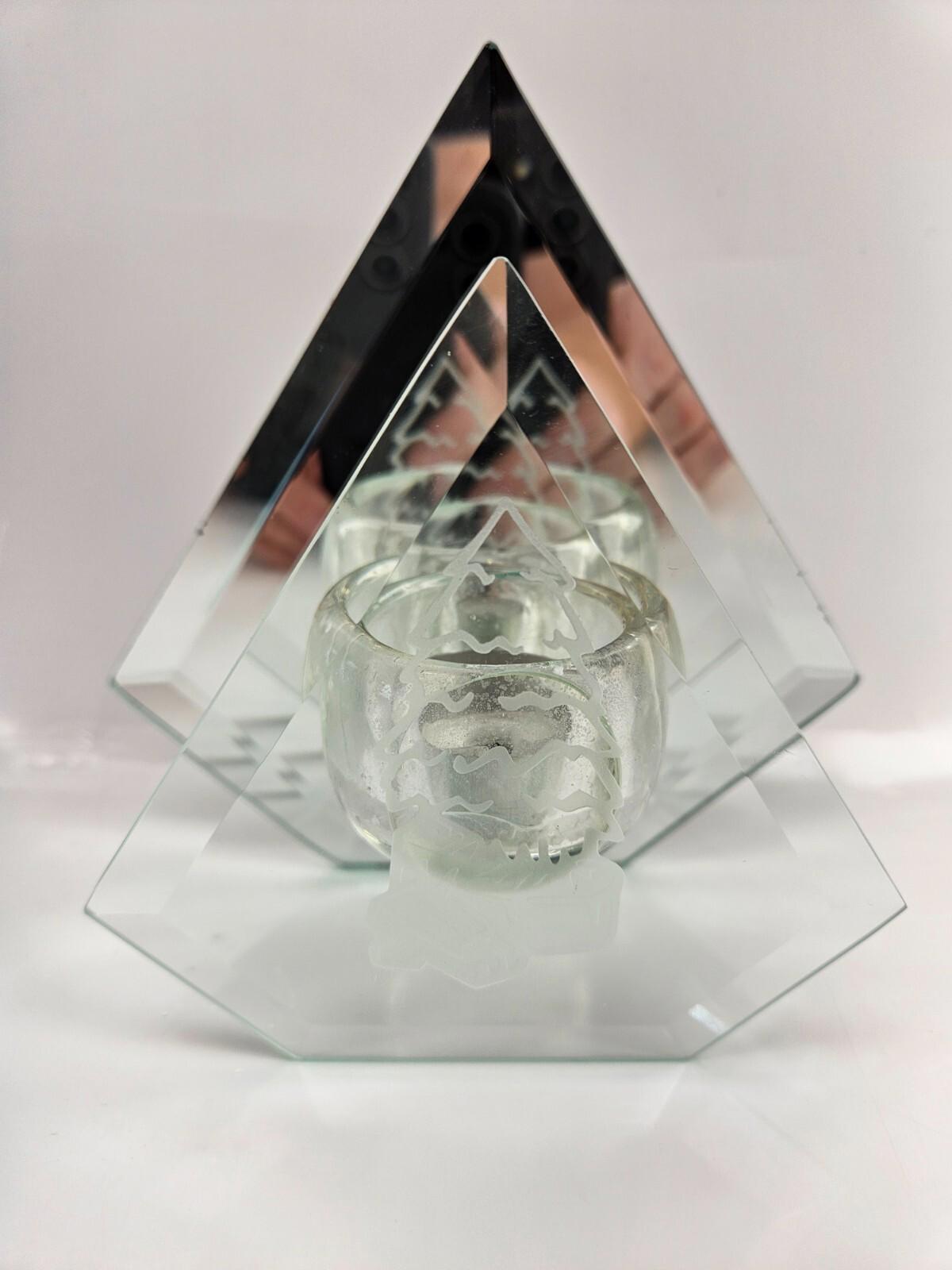 Traditions Christmas Tree Glass Mirror Candle Holder 6x6"