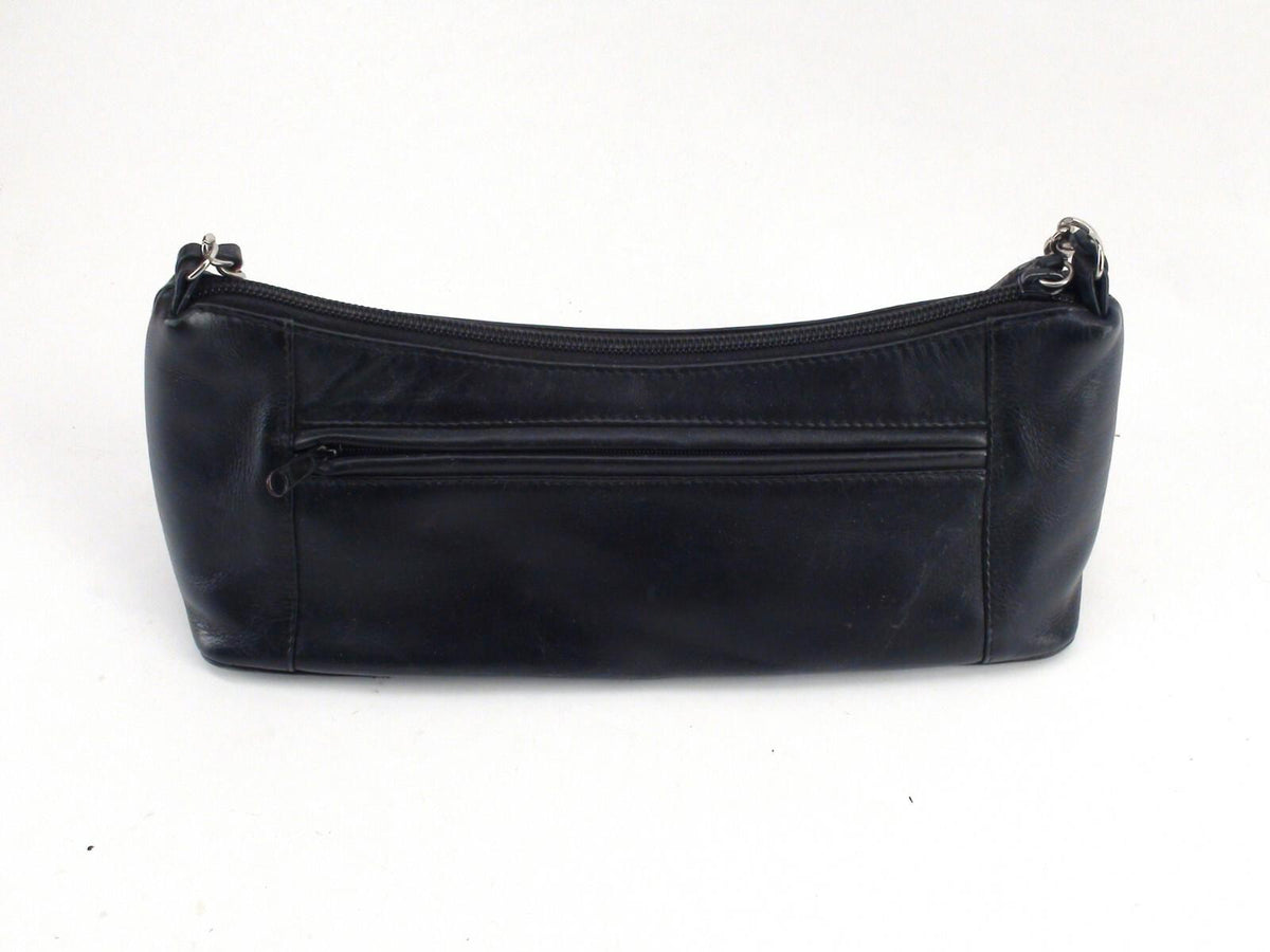 Derek Alexander Black Leather Purse With Chain Strap 12" x 4"