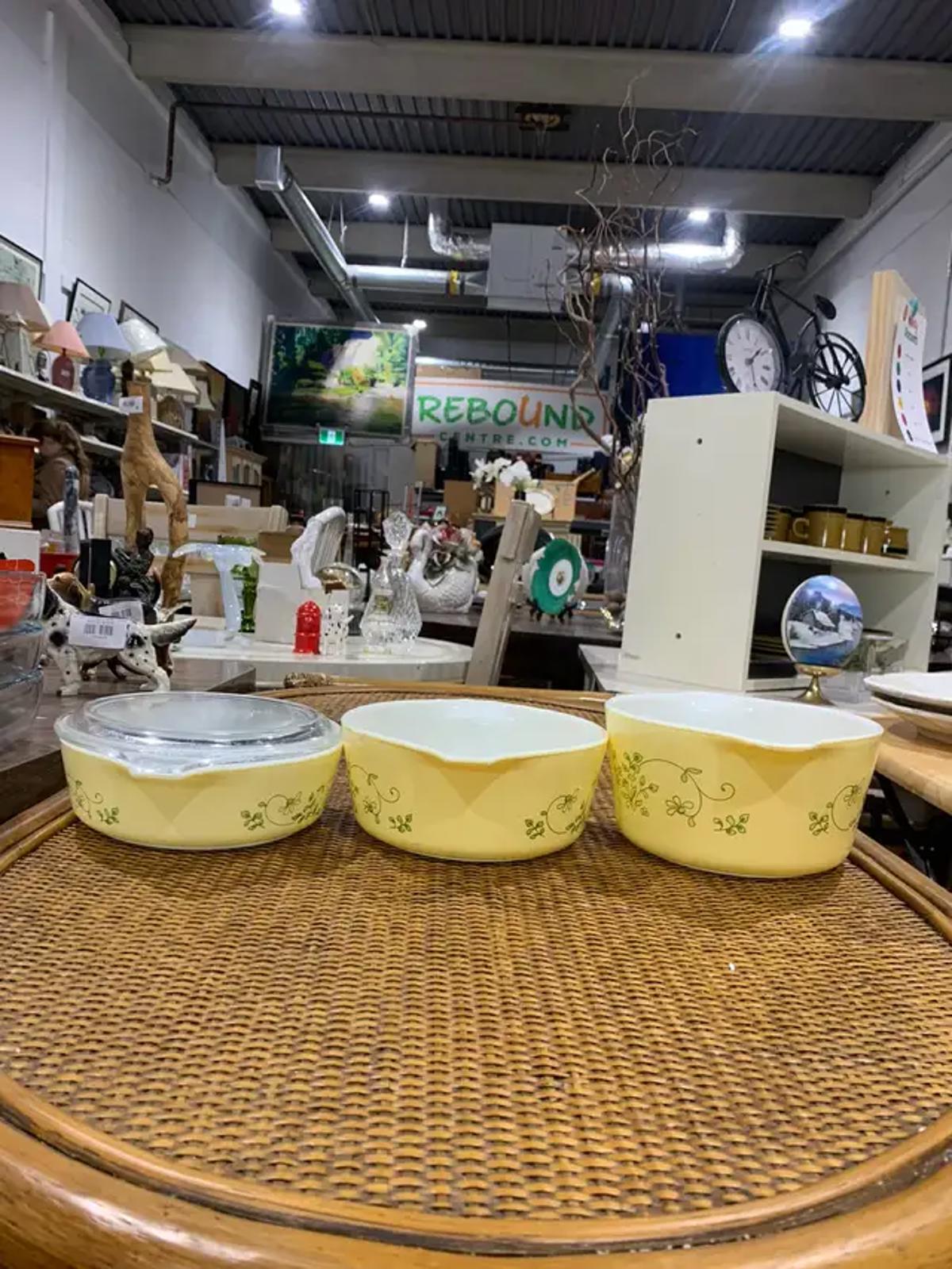 Vintage Pyrex Floral Yellow Bowls