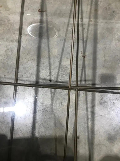 Glass Coffee Table with Gold Trim Industrial Style