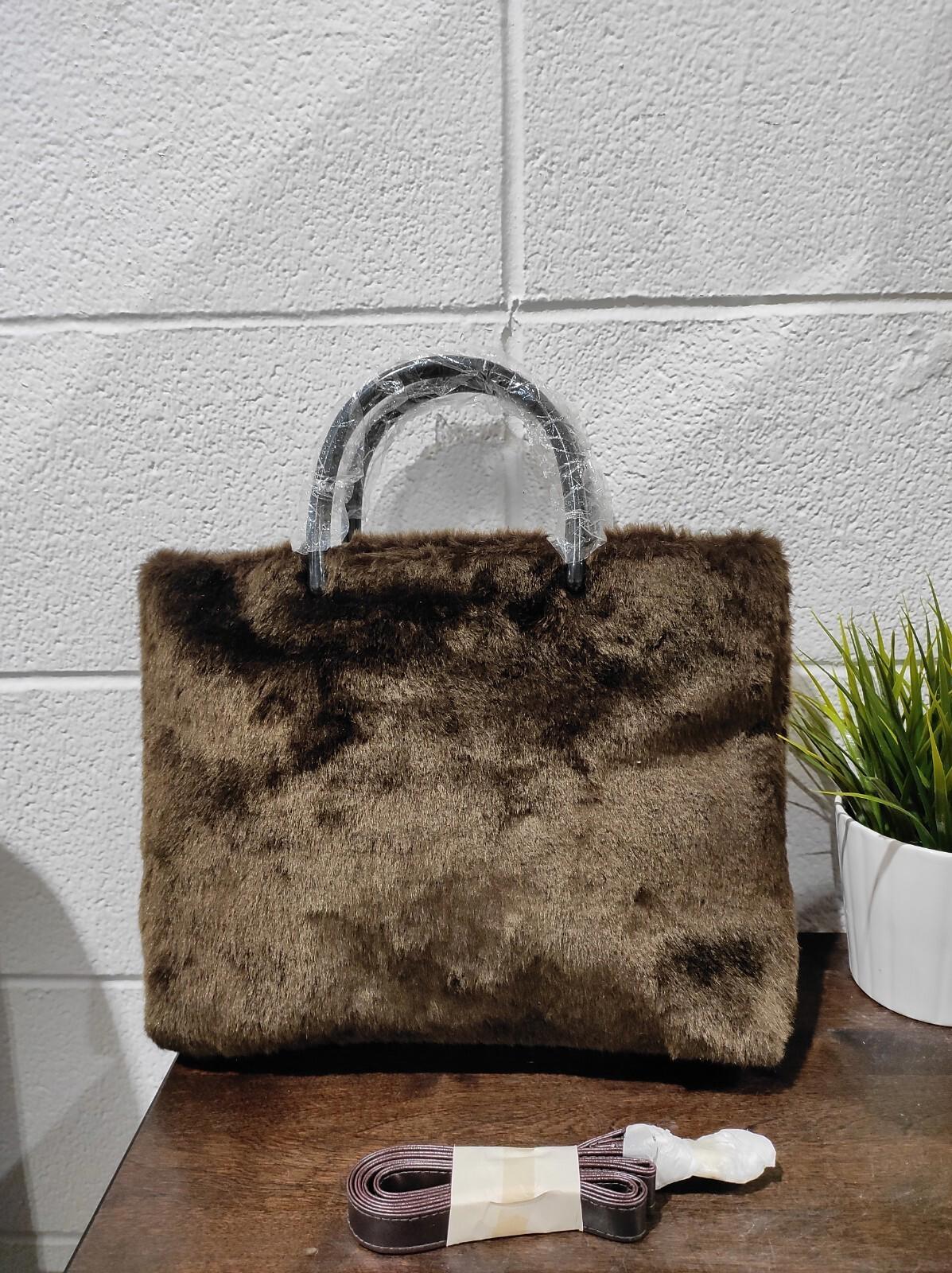 Jendi Collection Hand Bag Tote Fur Brown