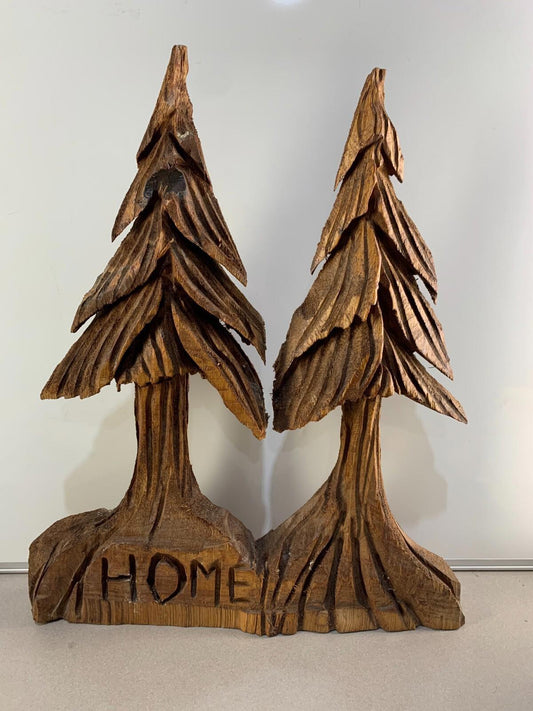 Hand carved Wooden Trees Home Decor By R. Cook