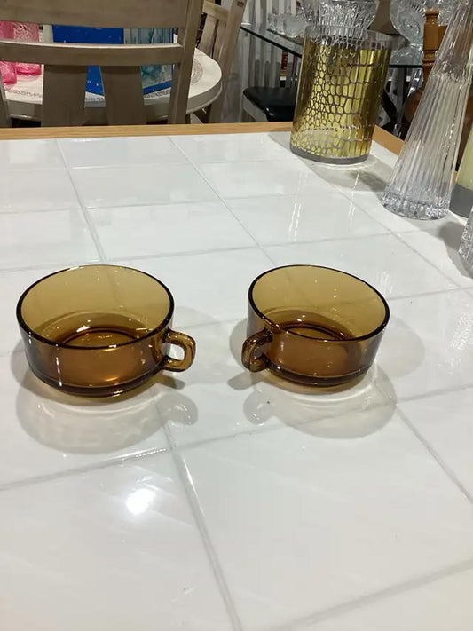 Amber Glass Soup Bowls -Set of 2