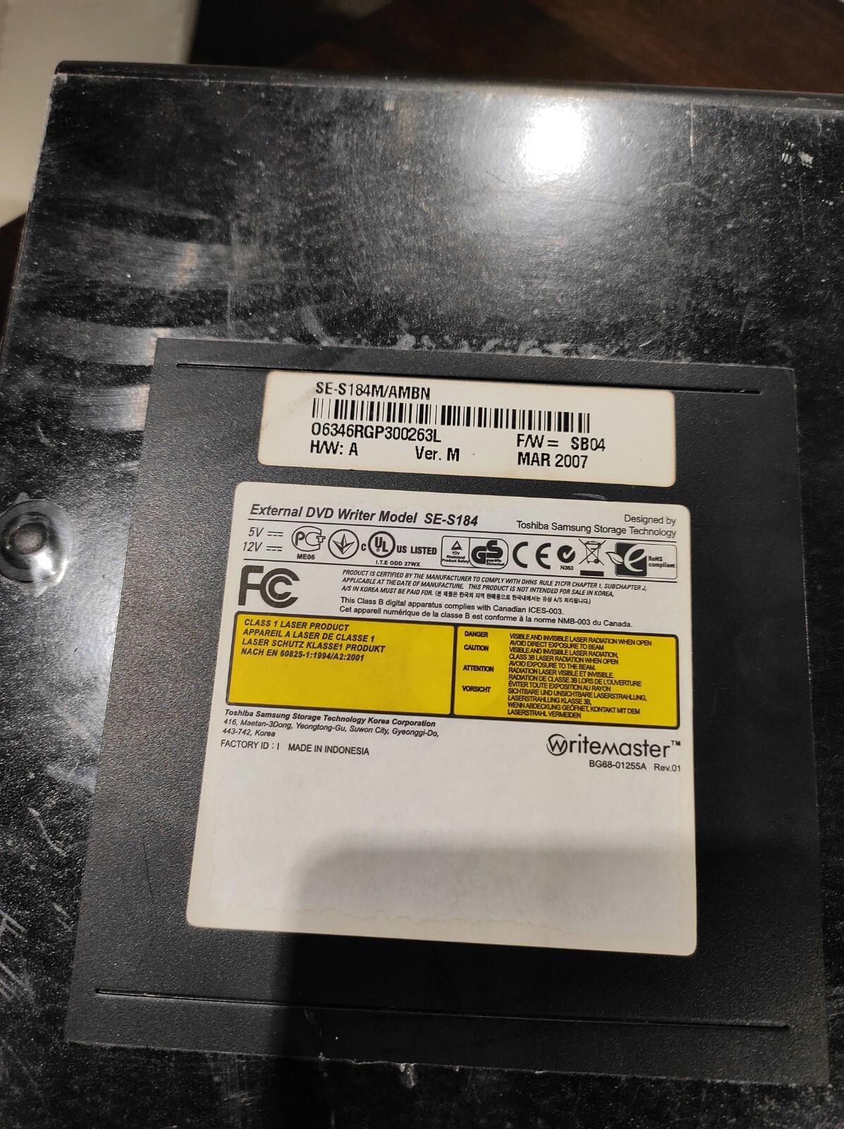 Samsung SE-S184 External DVD Writer WriteMaster Unit Only (No Power Cord)