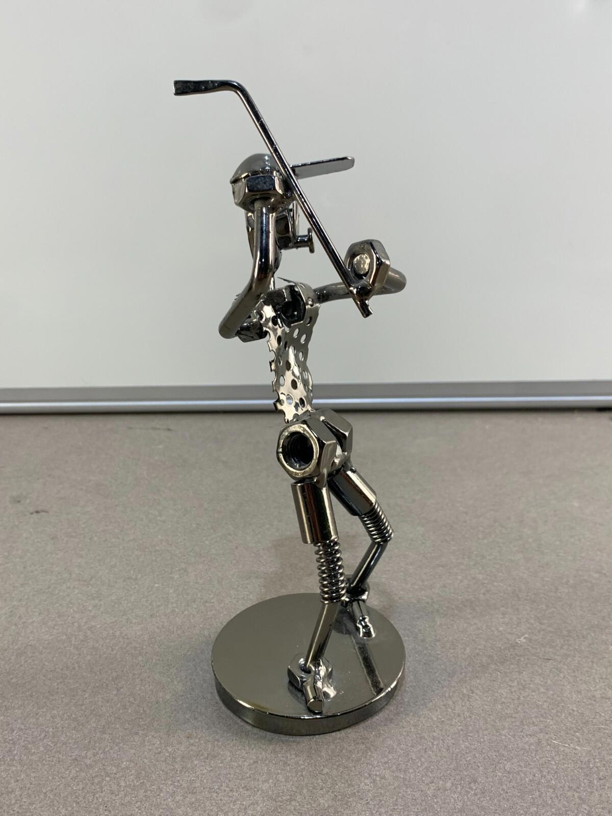 Nuts and Bolts Sculpture Playing Sports Handmade Figurine