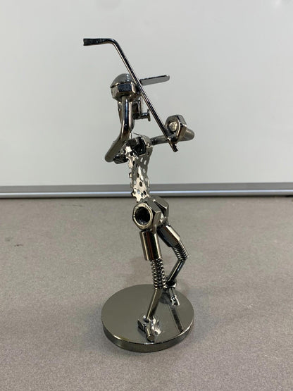 Nuts and Bolts Sculpture Playing Sports Handmade Figurine