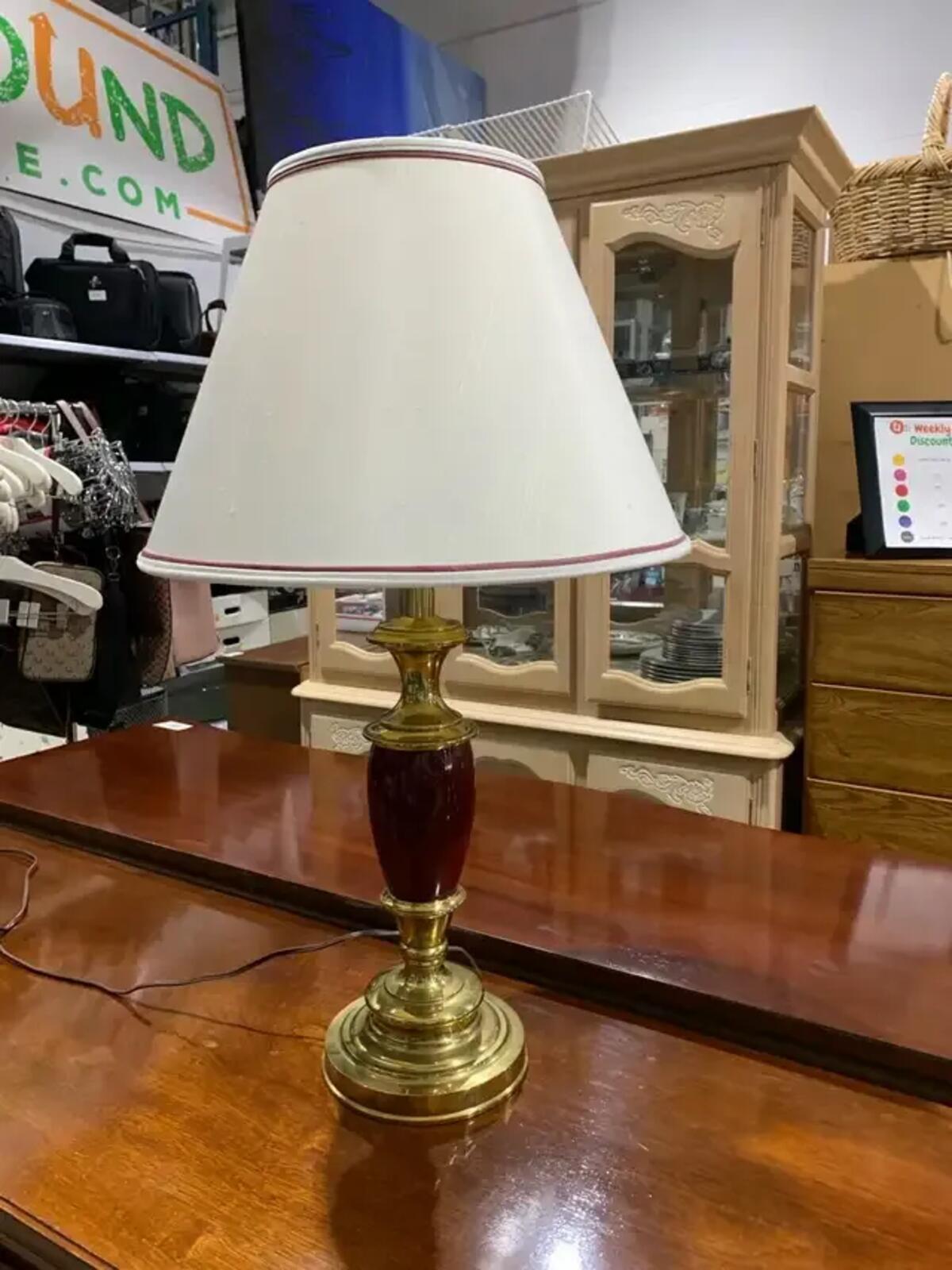 Vintage effect Gold and Maroon Table Lamp