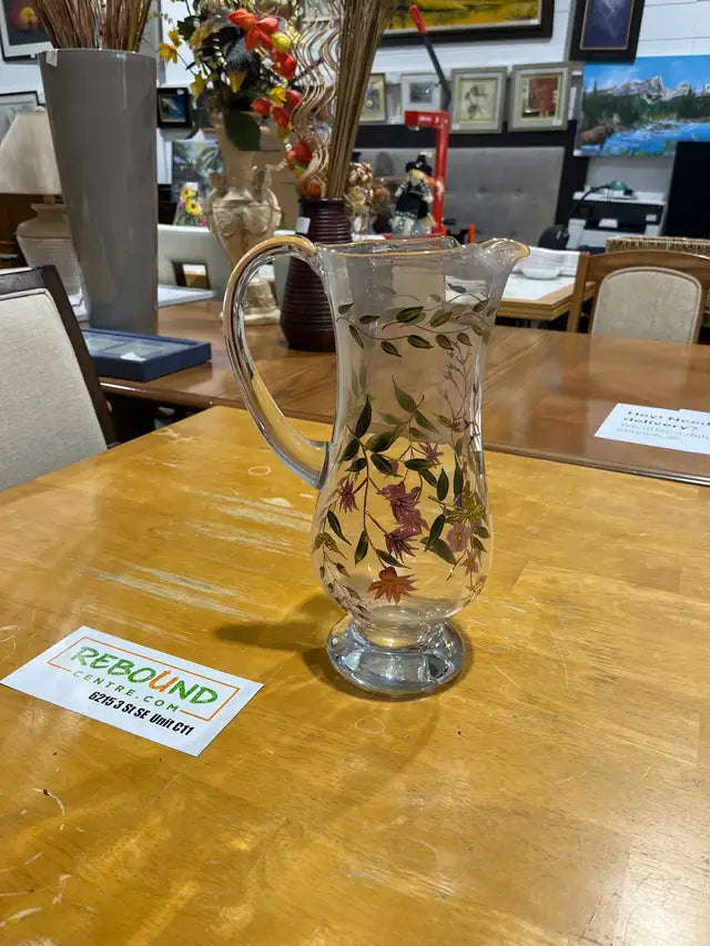 Floral Glass Pitcher