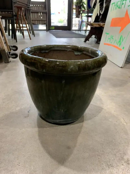 Medium Green Ceramic Glazed Garden Planter