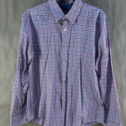 BOSS Men’s Purple Checkered Shirt (Size M)
