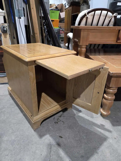 Wood Side Table with Magazine Rack