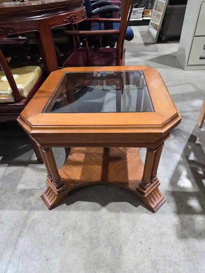 Glass Top Wooden Table