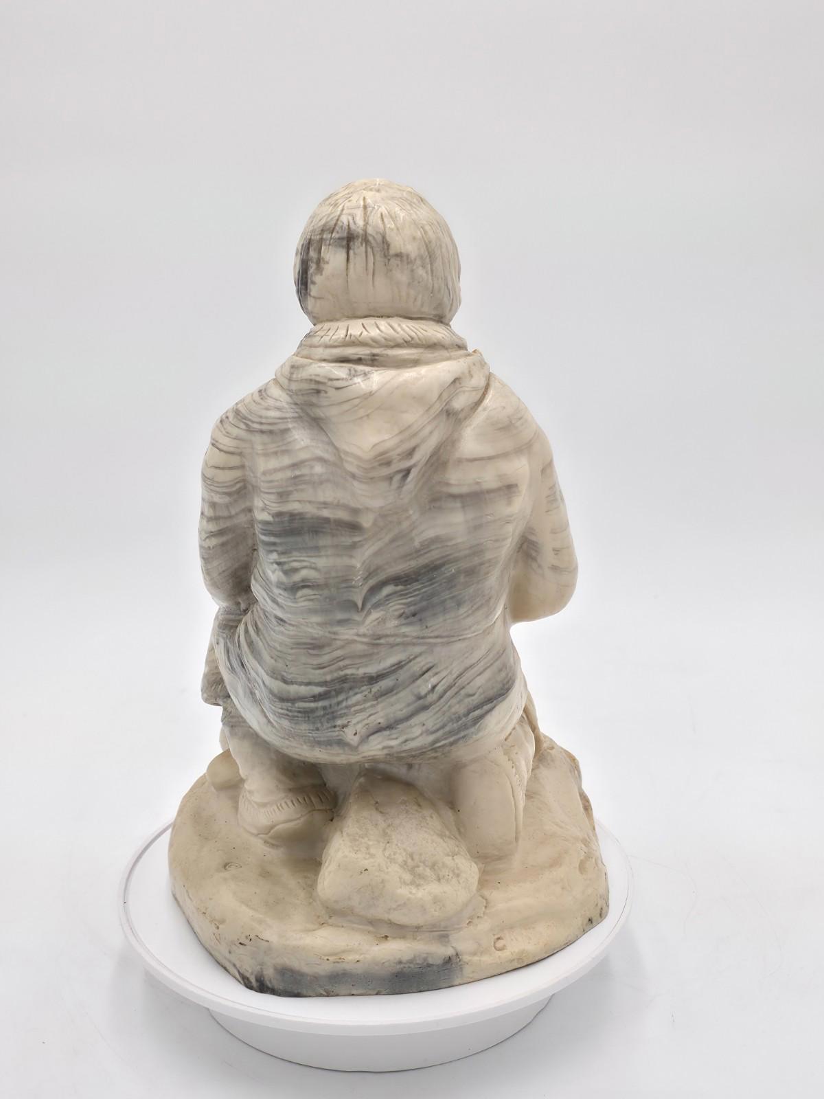 Vintage Inuit "The Hunt" Sculpture Eskimo Canada Signed Soapstone Hand Carved