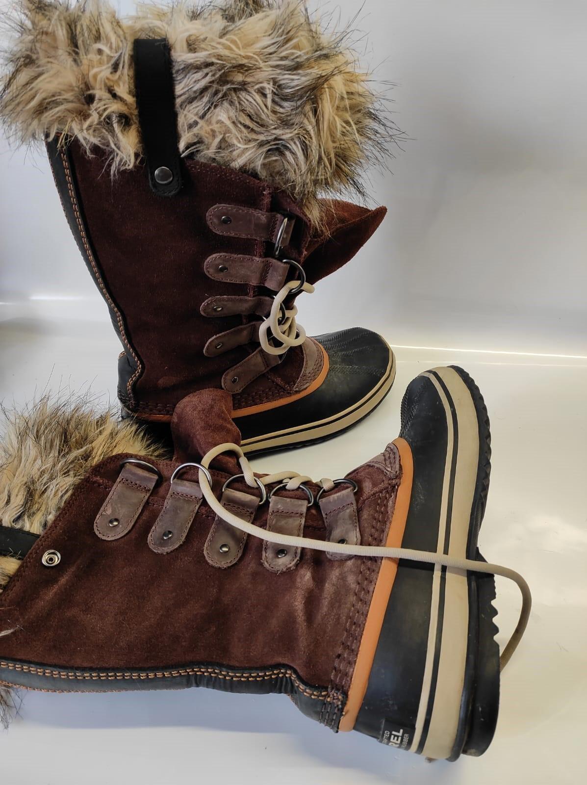 Sorel Joan of Arctic Winter Boots Tobacco Sudan Brown Fur Suede Snow Warm (US-8)