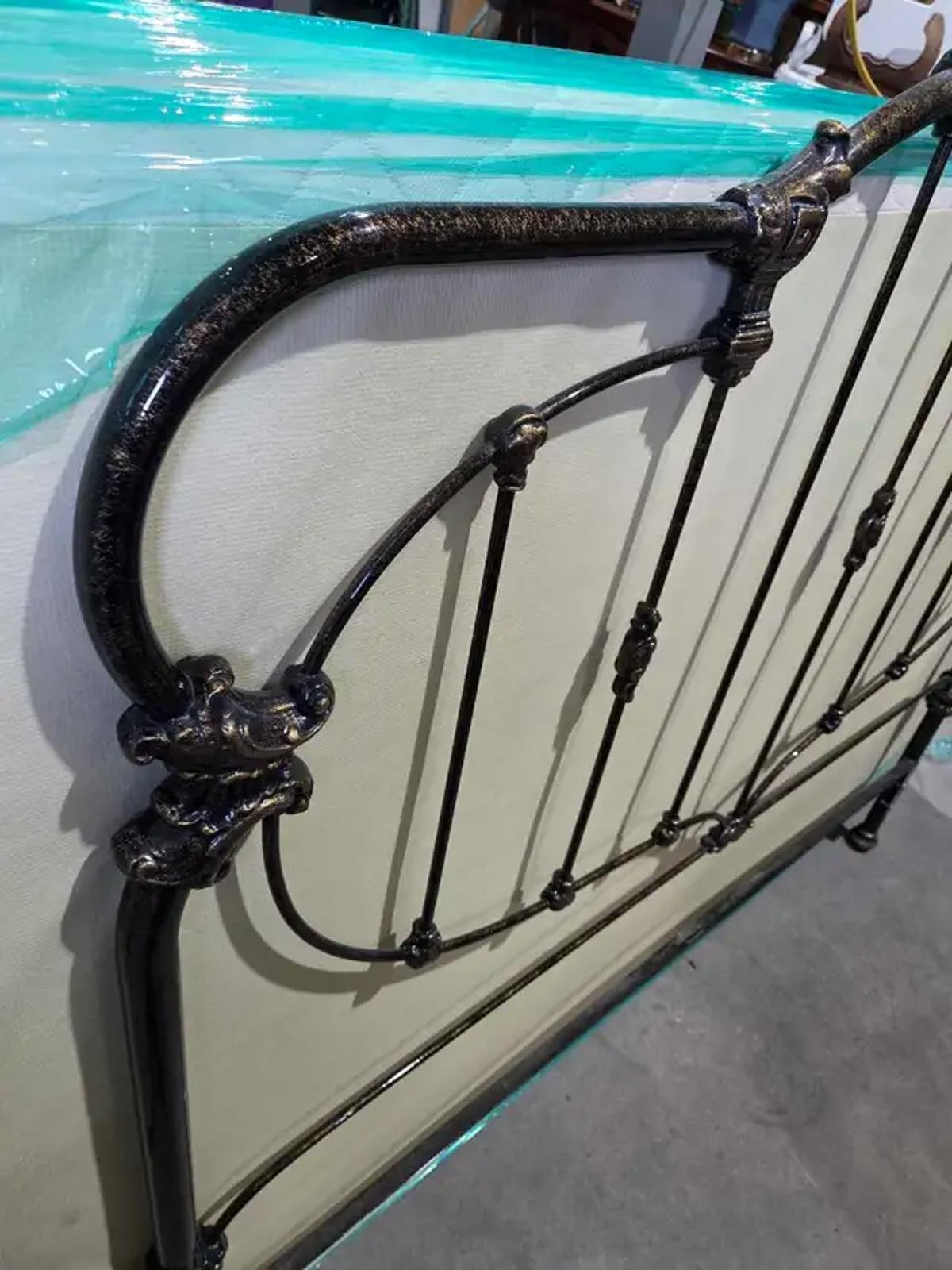 Antique Victorian Style Wrought Iron/Brass Headboard - Queen