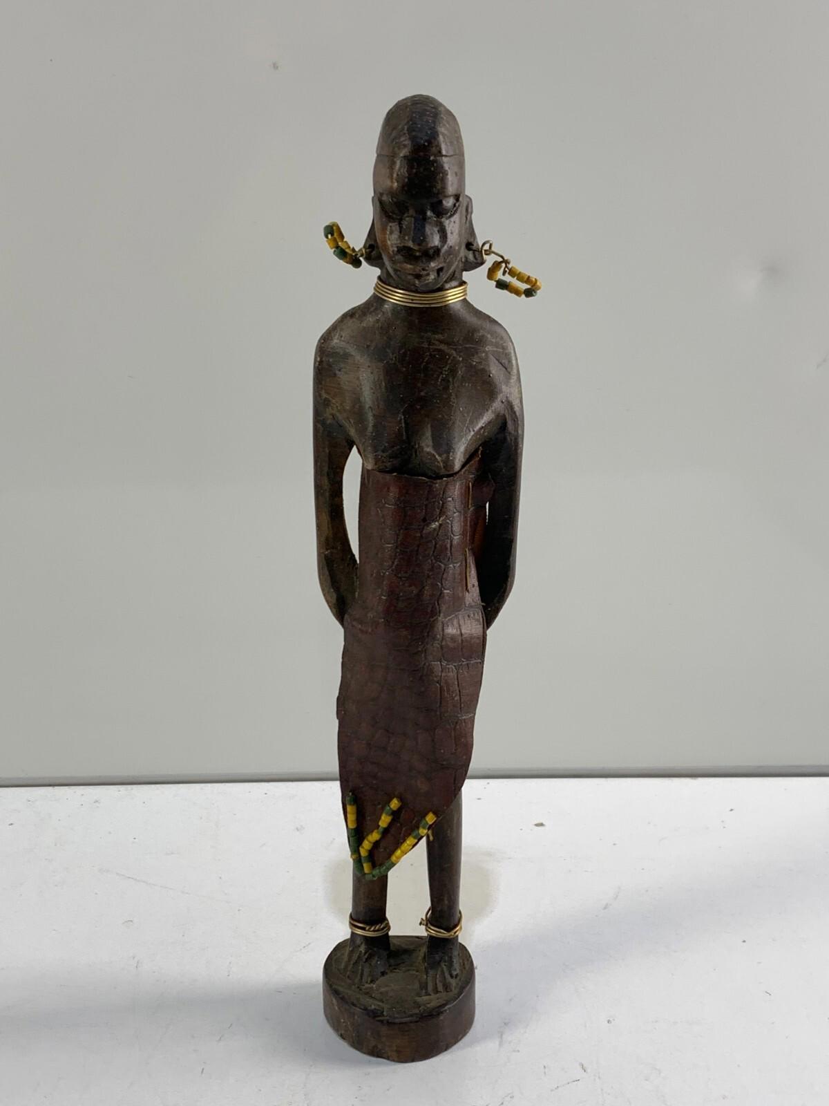 Vintage 1970s Solid Wood Zulu Warrior Rhodesia Tribal African Carving Figure
