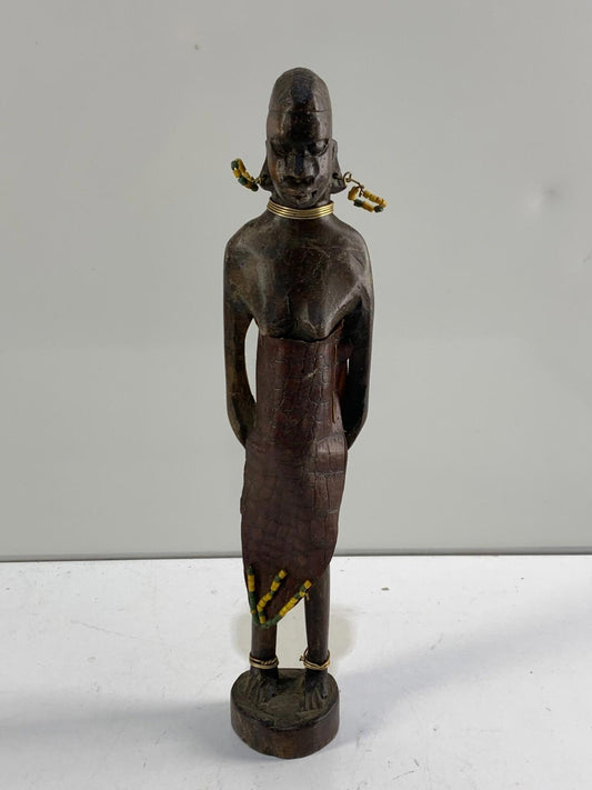 Vintage 1970s Solid Wood Zulu Warrior Rhodesia Tribal African Carving Figure