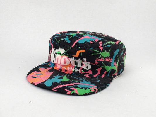 Vintage 2 Panel Hat "Knott's Berry Farm" Splatter Colour Bright 90s Peak Cap USA