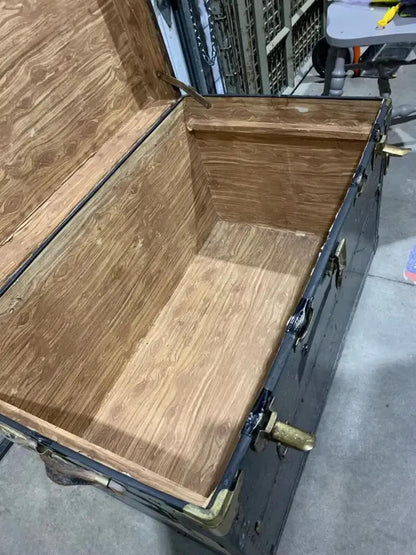 Black Antique Trunk in Fair Condition