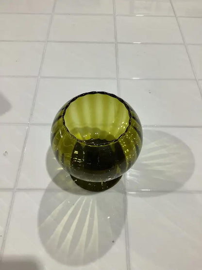 Ribbed Green Glass Vase