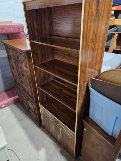 Vintage Wood Veneer Bookcase