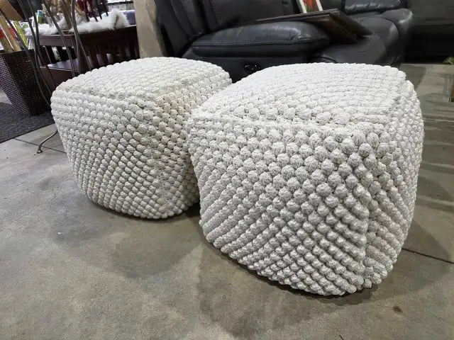 Crate & Barrel Off-White Pouf - (1 Sold, 1 Available)