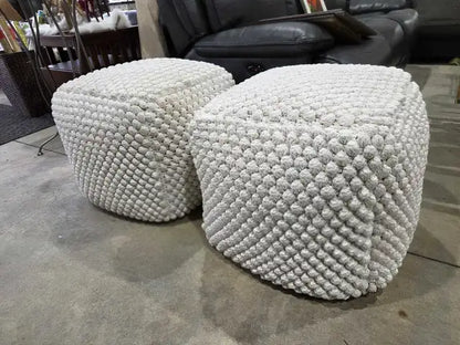 Crate & Barrel Off-White Pouf - (1 Sold, 1 Available)