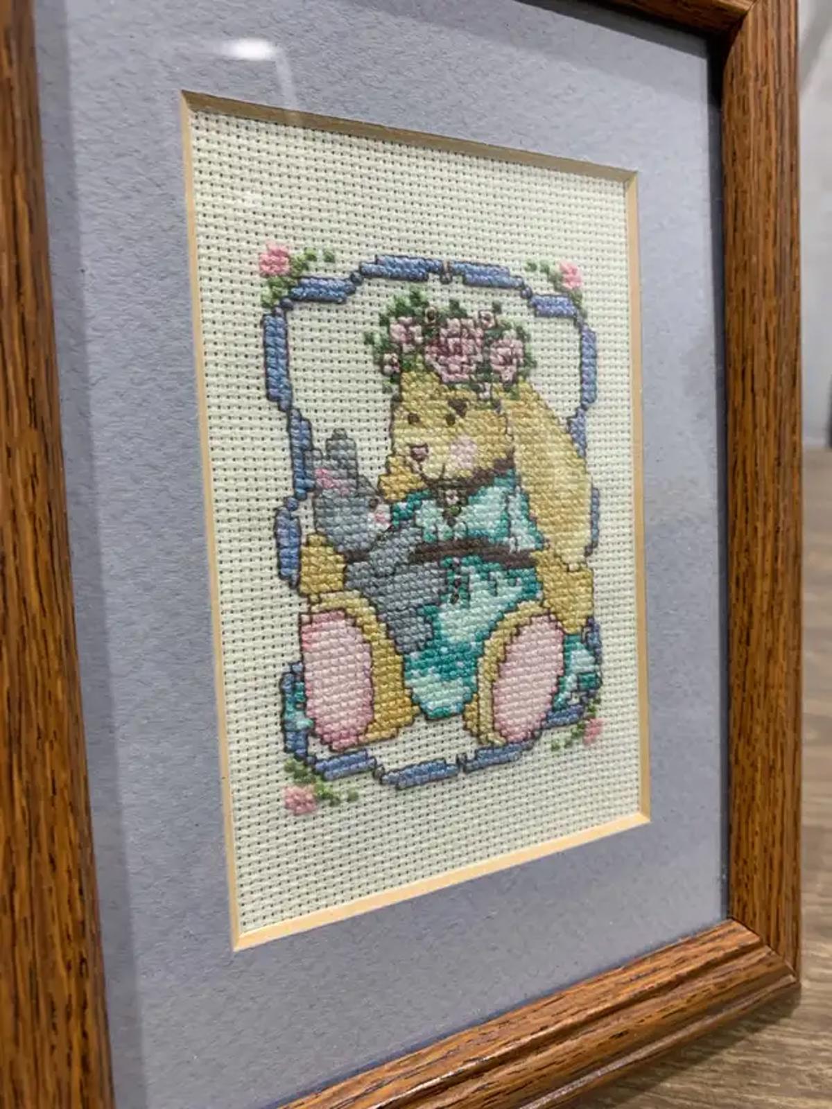 Framed Bunny Needlepoint