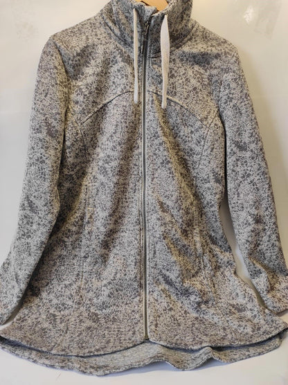 Mondetta Women XL Jacket Knit Fleece Sweater Gray Windbreaker Drawstring