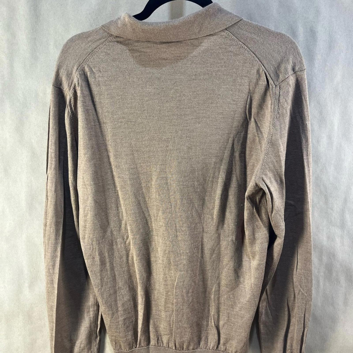 Jack Victor Wool & Silk Brown Long Sleeve Polo Shirt (Size L)