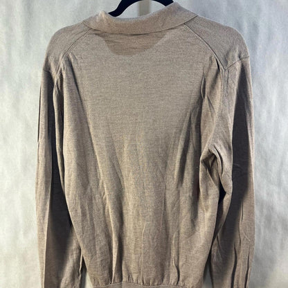 Jack Victor Wool & Silk Brown Long Sleeve Polo Shirt (Size L)